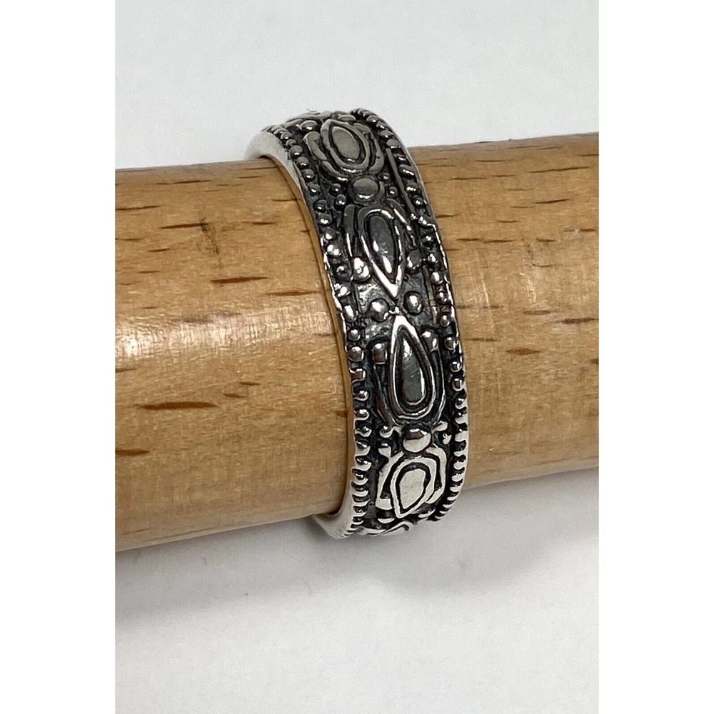 925 NF Thailand Ring Sterling Silver Band Design Women’s Size 9 3.63g